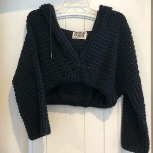 LF BSBW black knit crop sweater hoodie